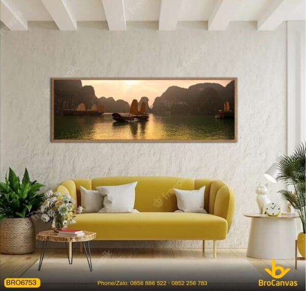 Tranh Phong Cảnh Vịnh Hạ Long Hoàng Hôn Nhẹ Nhàng BRO6753