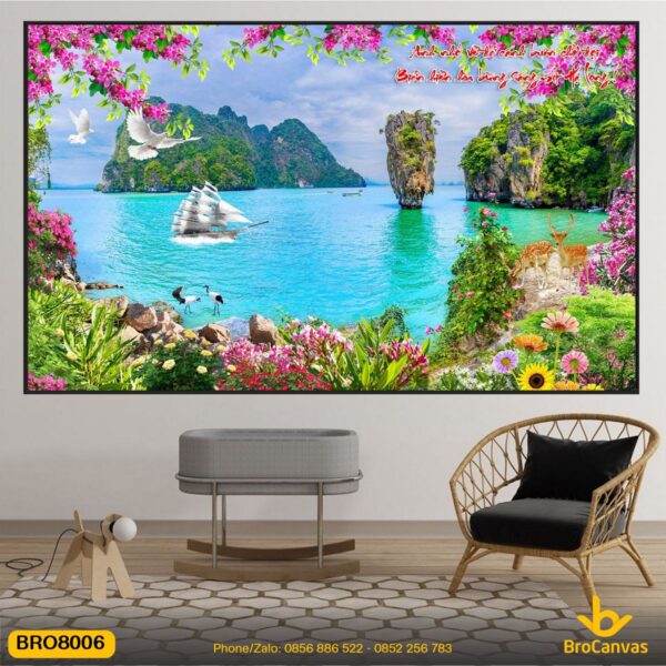 Tranh Phong Cảnh Vịnh Hạ Long Và Câu Thơ Hay BRO8006