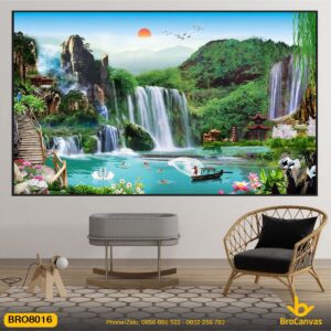 Tranh Sơn Thủy Nông Dân Đánh Cá BRO8016