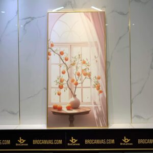 Tranh Treo Tường Cành Hồng Bên Ô Cửa Sổ Decor Trang Trí Đẹp BRS6833