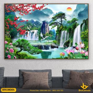 Tranh Treo Tường Canvas Sơn Thủy Hữu Tình Dòng Sông Con Suối BRO8005