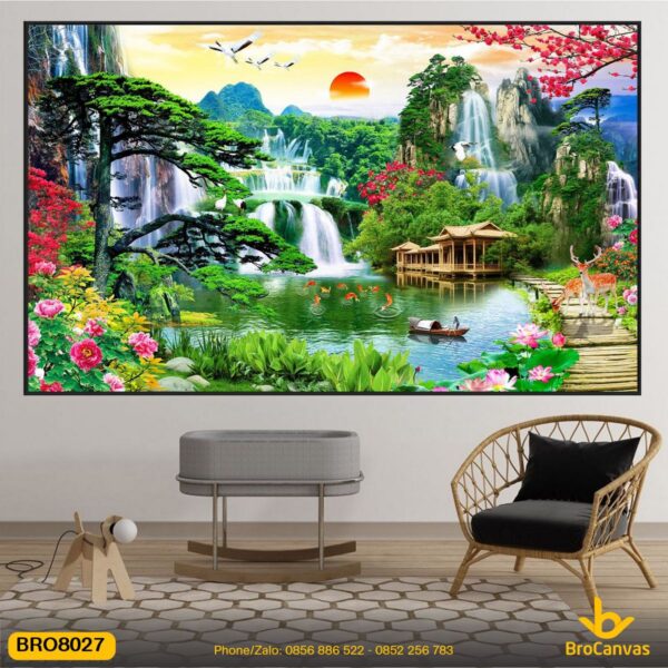 Tranh Treo Tường Sơn Thủy Đẹp Hiện Đại BRO8027