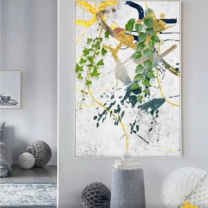Tranh Trừu Tượng Lá Cây In Canvas Hiện Đại BRO6597