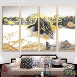 Bộ Bốn Tranh Núi Nhũ Vàng TT-2041