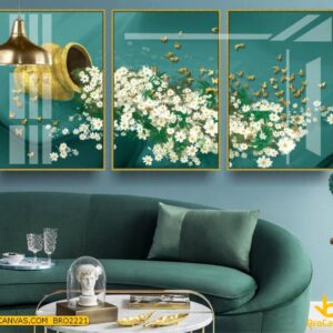 BRO2221 Bộ Tranh Treo Tường Hoa Cúc Họa Mi Trang Trí Hiện Đại