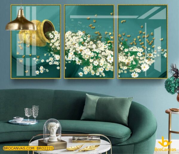 BRO2221 Bộ Tranh Treo Tường Hoa Cúc Họa Mi Trang Trí Hiện Đại