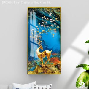 BRO3661 Tranh Chú Hươu Vàng Khoe Sắc