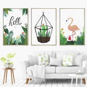 BRO4205 Bộ Tranh Lá Cây Và Hồng Hạc