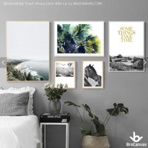BRO4508 Bộ Tranh Phong Cảnh Biển Lá Cọ