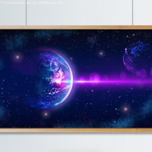 BRO4674 Tranh Galaxy Trái Đất Bên Ngày Bên Đêm