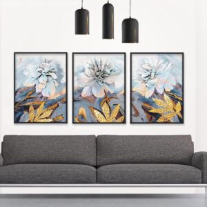 BRO4704 Bộ Tranh Sơn Dầu Ba Bông Hoa