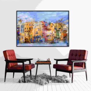 BRO4708 Tranh Sơn Dầu Thành Phố Sắc Màu