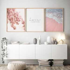 BRO5173 Tranh Decor Love Is Everything & Biển Hồng