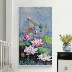 BRO5215 Tranh Canvas Hoa Sen Đồ Họa In Canvas Kỹ Thuật Số