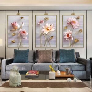 BRO5316 Tranh Hoa Sen In Canvas Phong Cách 3D Đẹp Nhất