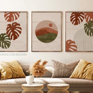 BRO5466 Tranh Canvas Lá Cây Tối Giản Phong Cách Nhẹ