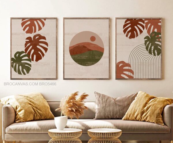 BRO5466 Tranh Canvas Lá Cây Tối Giản Phong Cách Nhẹ