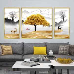 BRO5526 Bộ tranh chú hươu vàng bên dòng sông