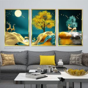 BRO5532 Bộ tranh hươu nai đêm trăng tròn