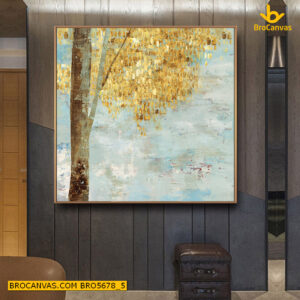 BRO5678 Tranh Canvas Trừu Tượng Phong Cách Cây Vàng Cổ Điển