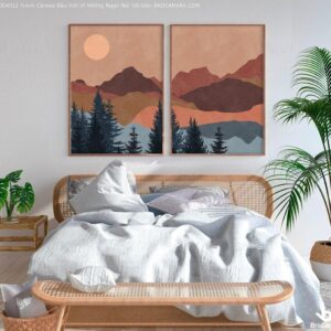 BROE4012 Tranh Canvas Bầu Trời Vf Những Ngọn Núi Tối Giản