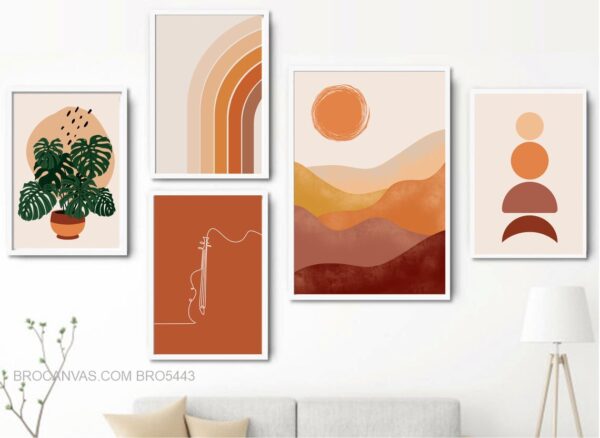 BROE5443 Tranh Canvas Nghệ Thuật Minimalism Tối Giản 5 Tấm