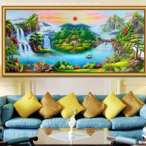 BROG3780 Tranh Phong Cảnh Sơn Thủy Hữu Tình