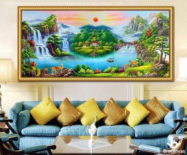 BROG3780 Tranh Phong Cảnh Sơn Thủy Hữu Tình