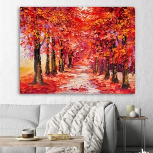 BROG3783 Tranh Phong Cảnh Rừng Lá Phong Đỏ
