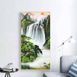 BROH5346 Tranh Sơn Thủy Hữu Tình Thác Nước Chảy