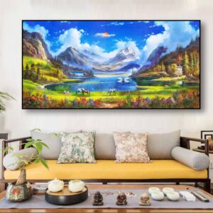 BROH5352 Tranh Phong Cảnh Sơn Thủy In Canvas Thảo Nguyên Đẹp