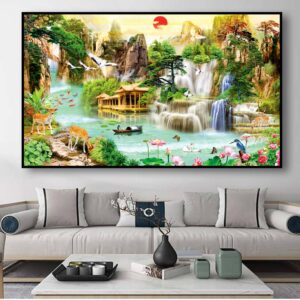 BROH5354 Tranh Treo Tường Phong Cảnh Sơn Thủy & Ánh Mặt Trời