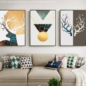 BROK3745 Tranh Canvas Trừu Tượng Hình Khối Sừng Hươu