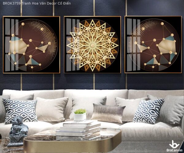BROK3759 Tranh Hoa Văn Decor Cổ Điển