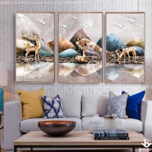 BROK3805 Tranh Những Chú Hươu Bên Dòng Sông