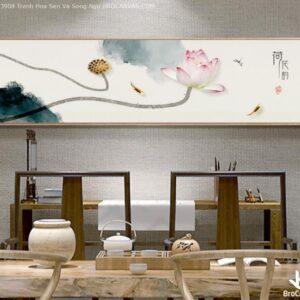 BROK3908 Tranh Hoa Sen Và Song Ngư