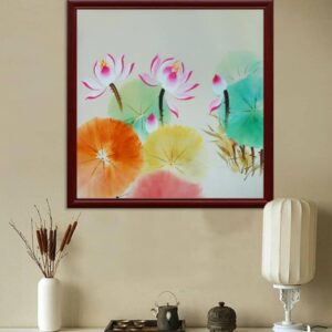BROP4735 Tranh Canvas Hoa Sen Sơn Dầu