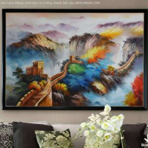 BROP4766 Tranh Phong Cảnh Vạn Lý Trường Thành Sơn Dầu