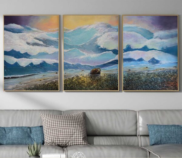BROP4771 Tranh Canvas Sơn Dầu Sóng Biển Vỗ Bờ