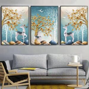 BROP4848 Bộ Tranh Trừu Tượng Hươu Nai 3D