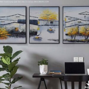 BROP4907 Tranh Làng Quê Sơn Dầu In Canvas