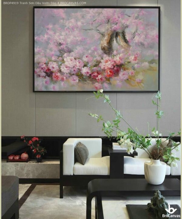 BROP4919 Tranh Sơn Dầu Vườn Đào