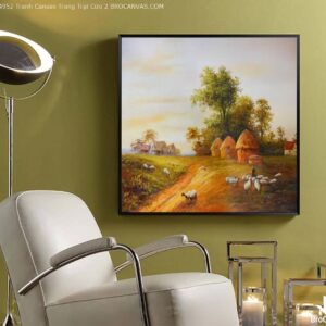 BROP4952 Tranh Canvas Trang Trại Cừu Sơn Dầu
