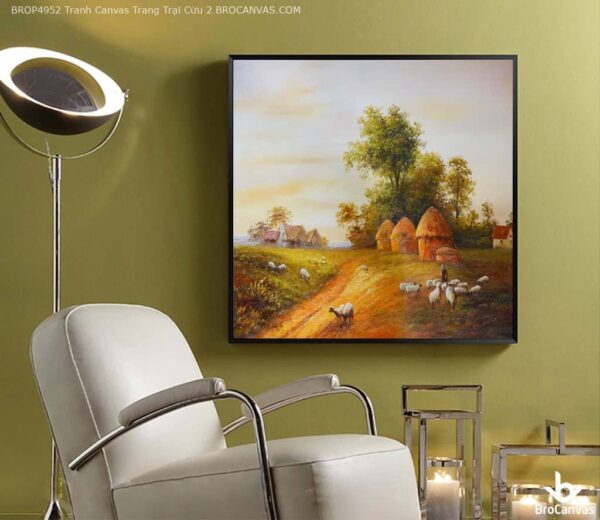 BROP4952 Tranh Canvas Trang Trại Cừu Sơn Dầu