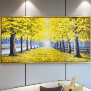 BROP5085 Tranh Sơn Dầu Hàng Cây Thông Vàng