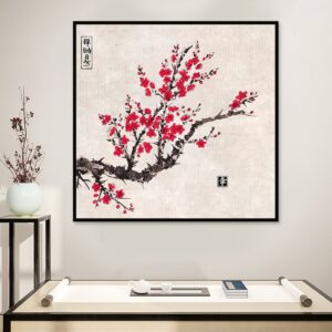 BROP5130 Tranh Canvas Cành Đào Tết Nghệ Thuật