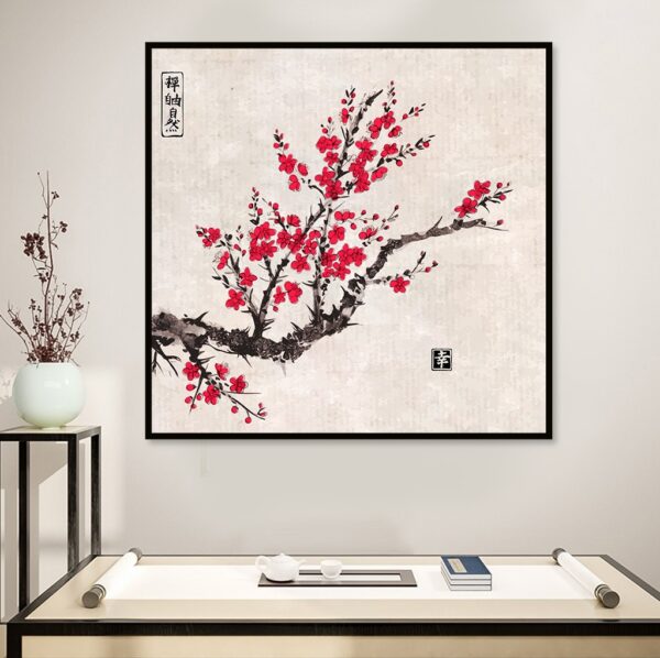 BROP5130 Tranh Canvas Cành Đào Tết Nghệ Thuật