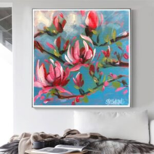 BROP5135 Tranh Hoa Đào In Canvas Kiểu Sơn Dầu Đẹp