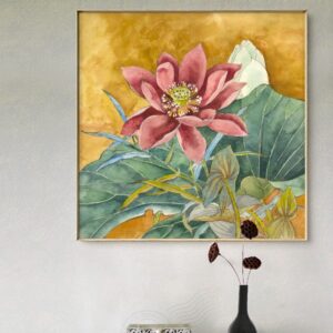 BROP5299 Tranh Canvas Hoa Sen Nghệ Thuật Sơn Dầu In Canvas