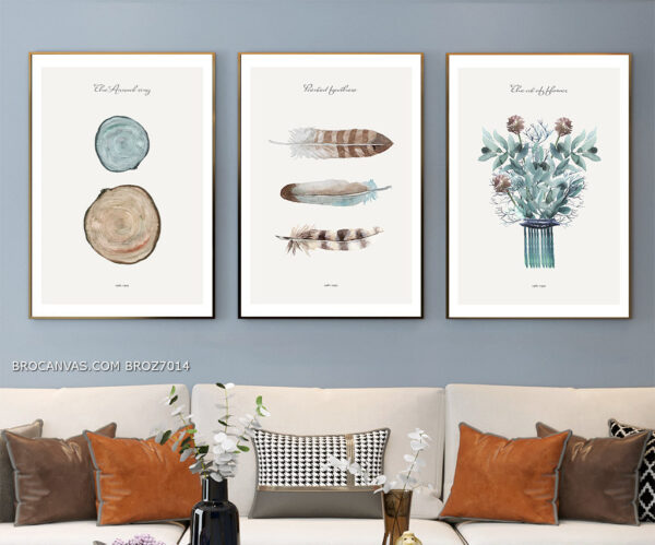BROZ7014 Tranh Decor Nghệ Thuật Lông Vũ & Lát Gỗ Cắt